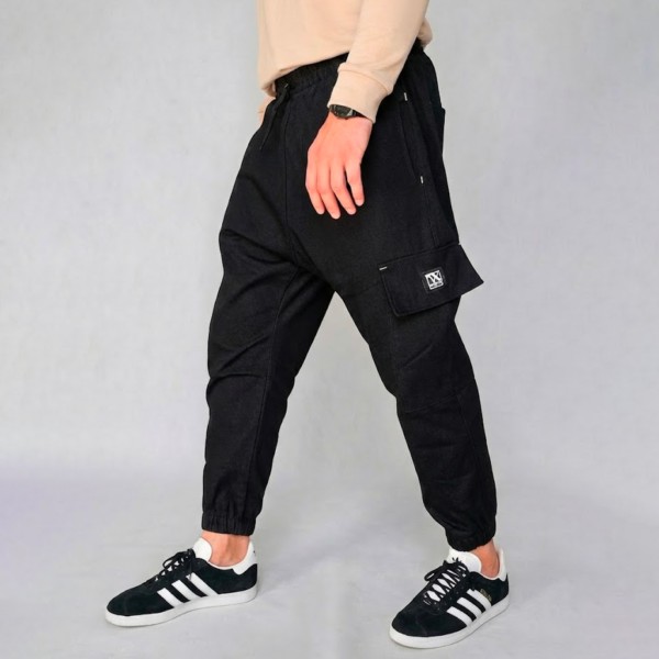 Serwel Jean Oversize Toile Noire Cargo 100% COTON