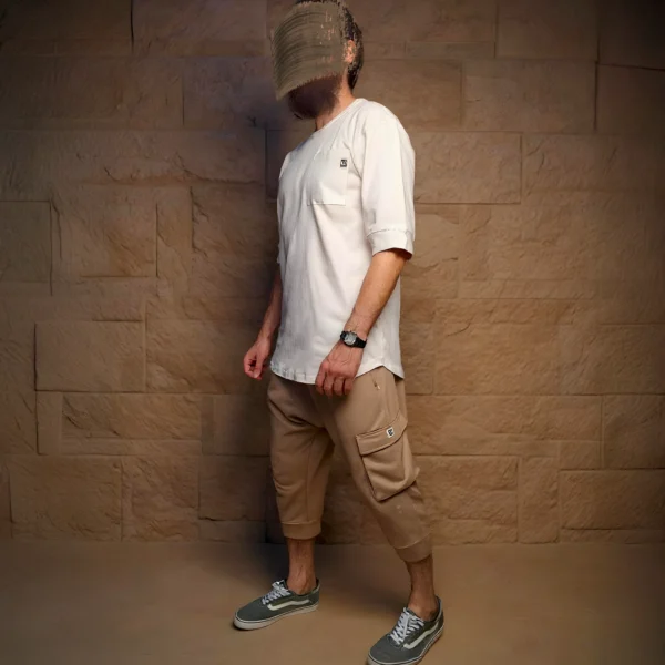 Tshirt 100% coton Blanc Cassé + Bermuda Beige