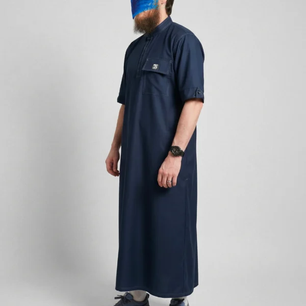 Qamis Summer Toile Coton (fibre de bamboo) Oversize Bleu Nuit