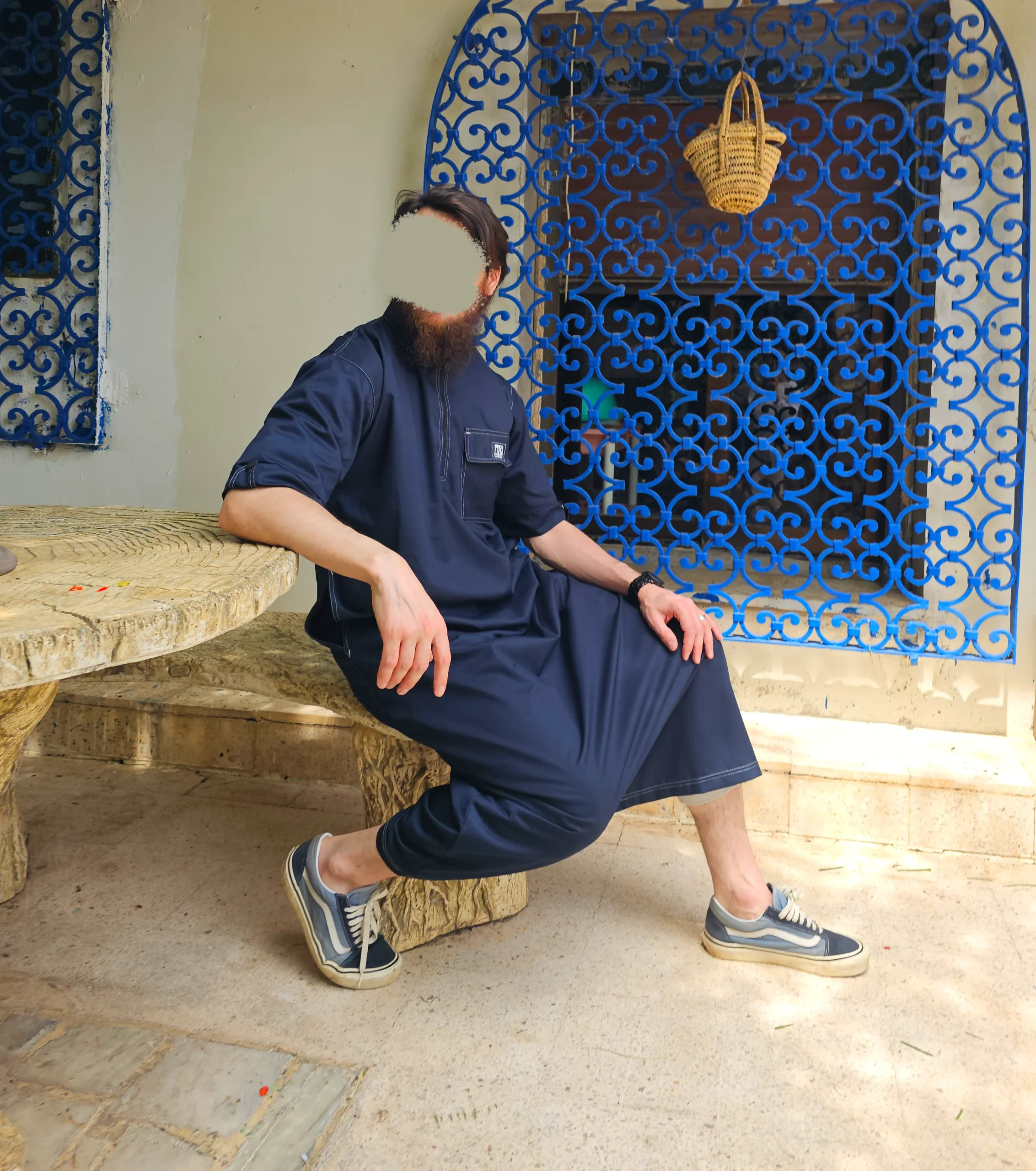 Qamis Summer Toile Coton (fibre de bamboo) Oversize Bleu Nuit – Image 4