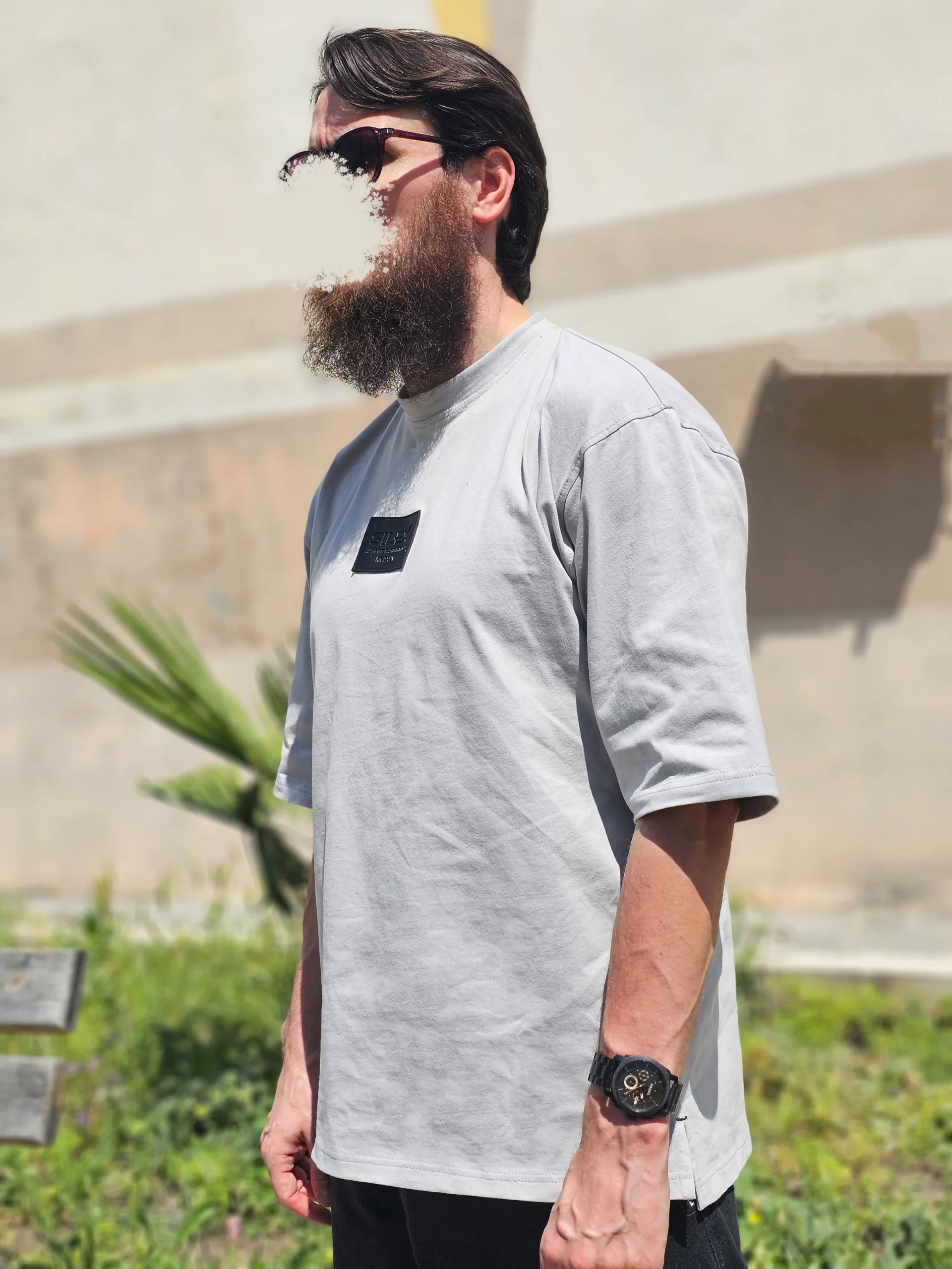 T-shirt 100% Coton - coupe Oversize Homme - gris- Style Streetwear & Urbain | Silex – Image 5