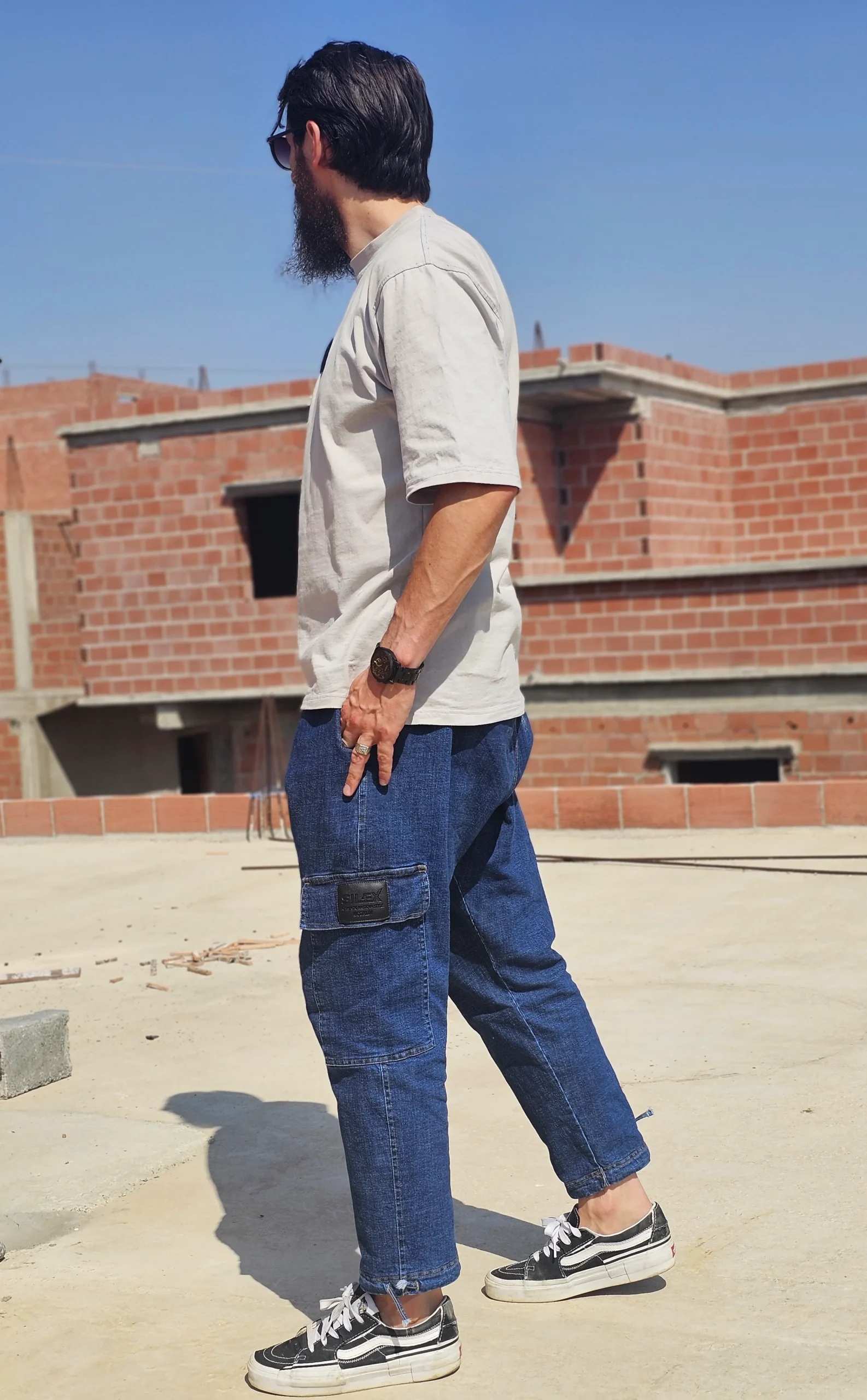 Jean Cargo Oversize Homme bleu brut- Style Streetwear & Urbain | Silex – Image 16