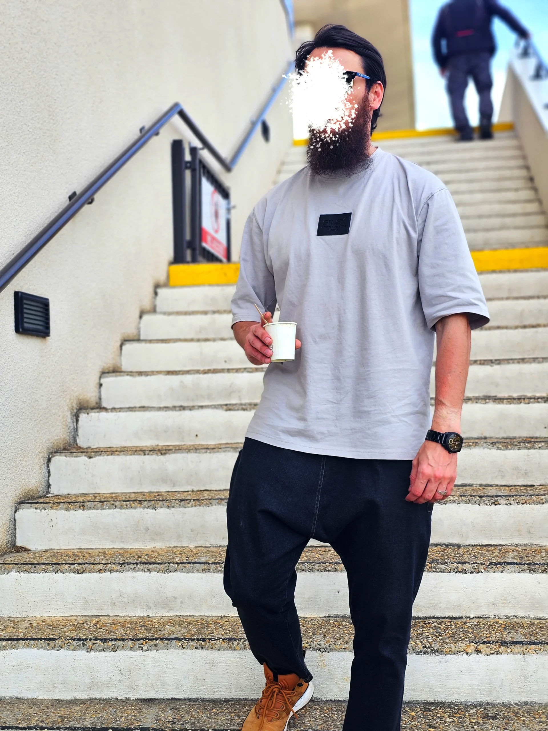 T-shirt 100% Coton - coupe Oversize Homme - gris- Style Streetwear & Urbain | Silex – Image 8