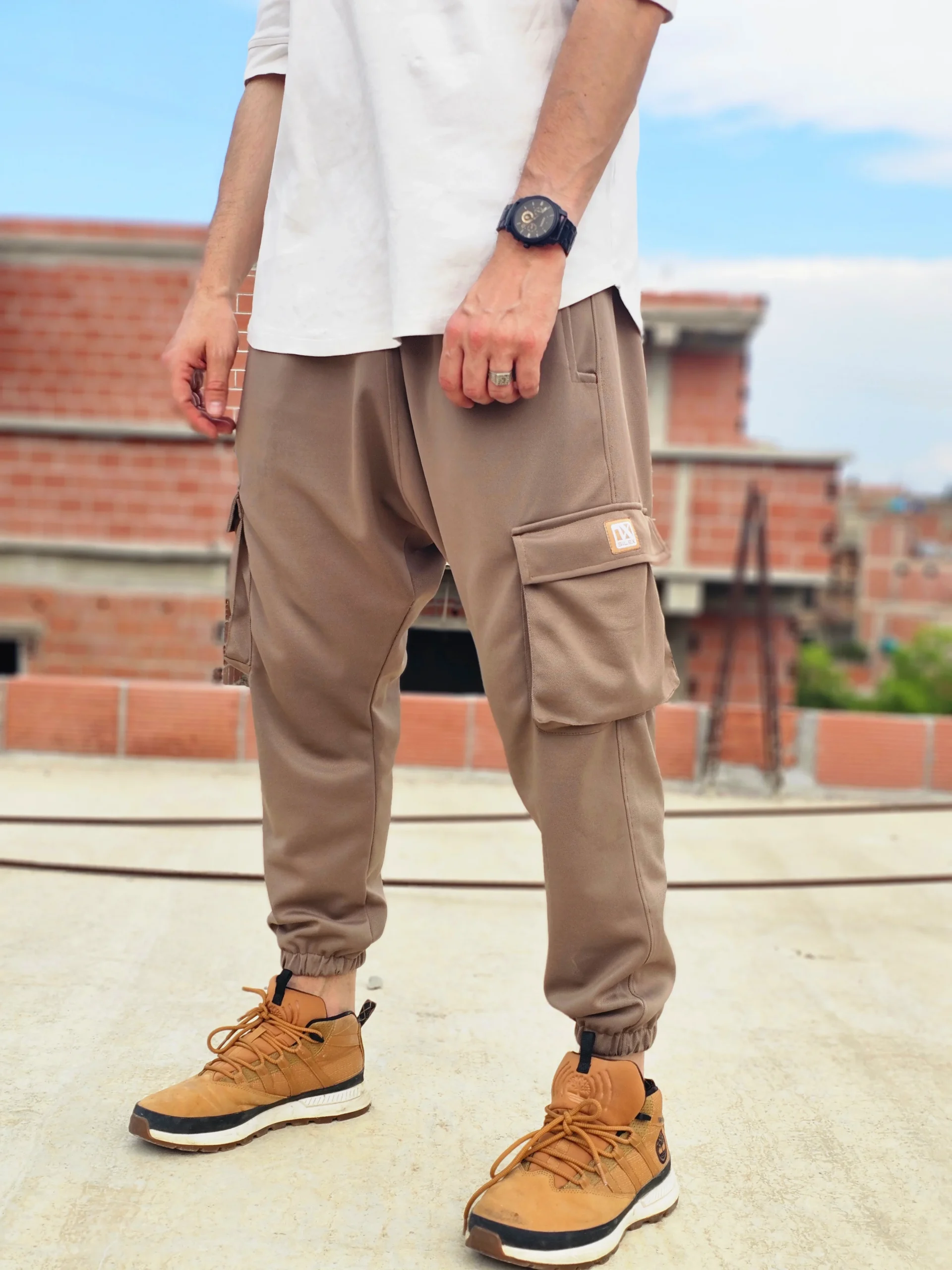 Pantalon Cargo - Oversize Homme - beige - Style Streetwear & Urbain | Silex – Image 5