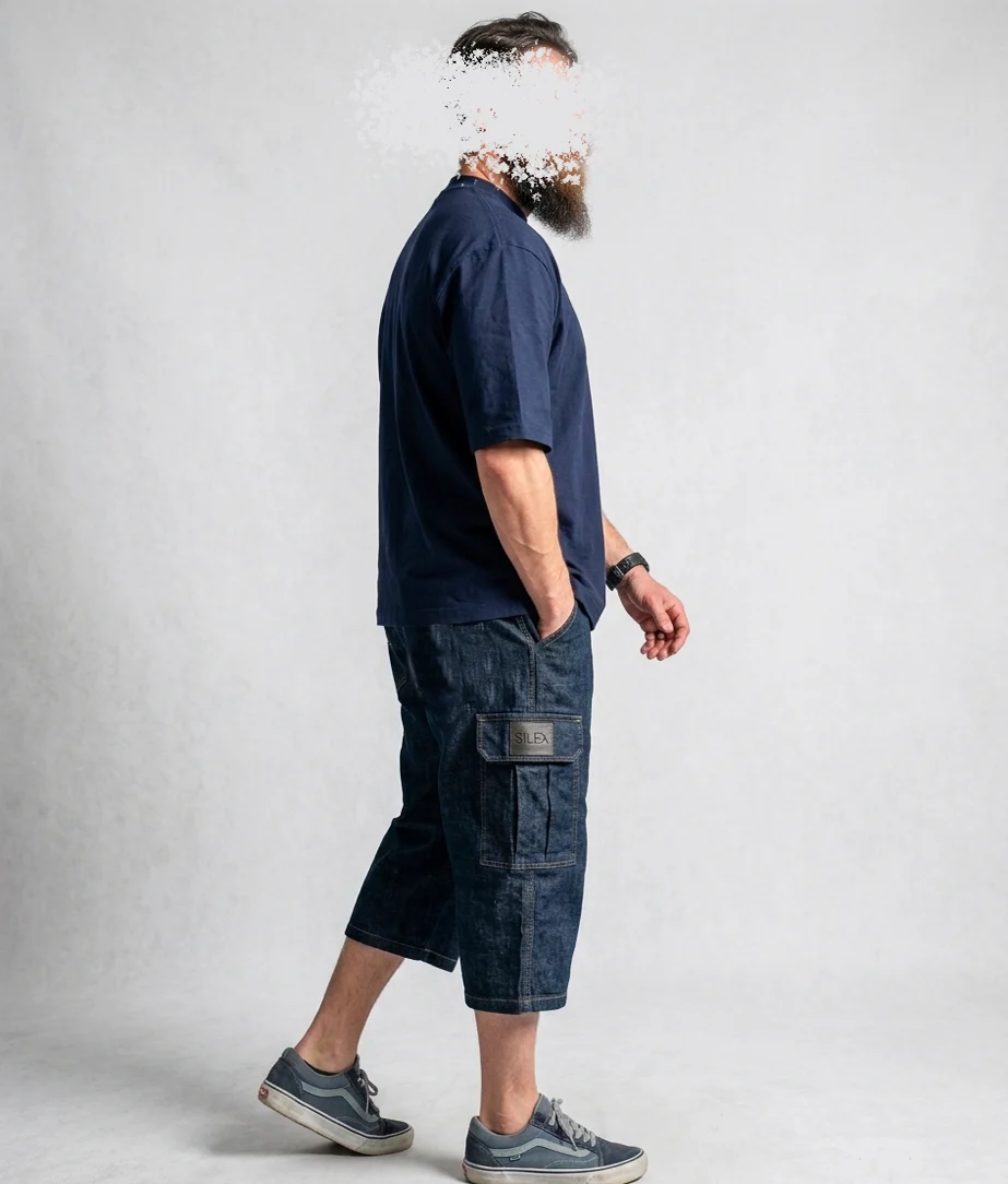 Bermuda Cargo Oversize Homme Bleu- Style Streetwear & Urbain | Silex