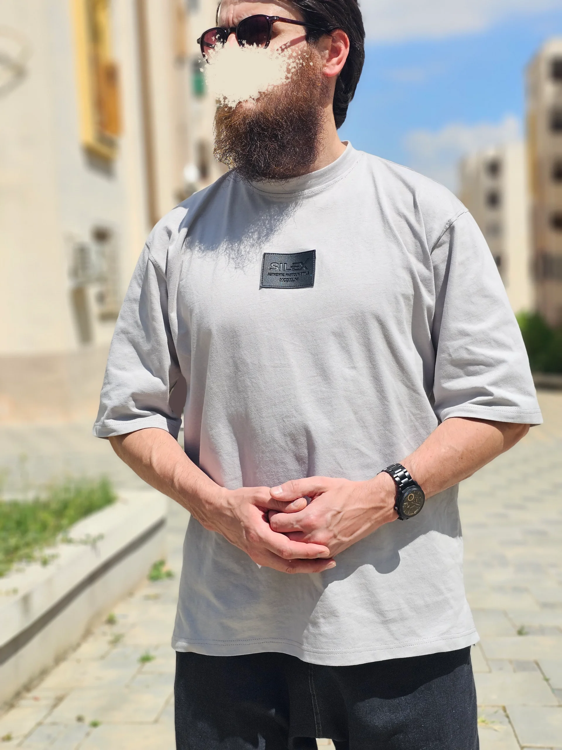 T-shirt 100% Coton - coupe Oversize Homme - gris- Style Streetwear & Urbain | Silex – Image 2