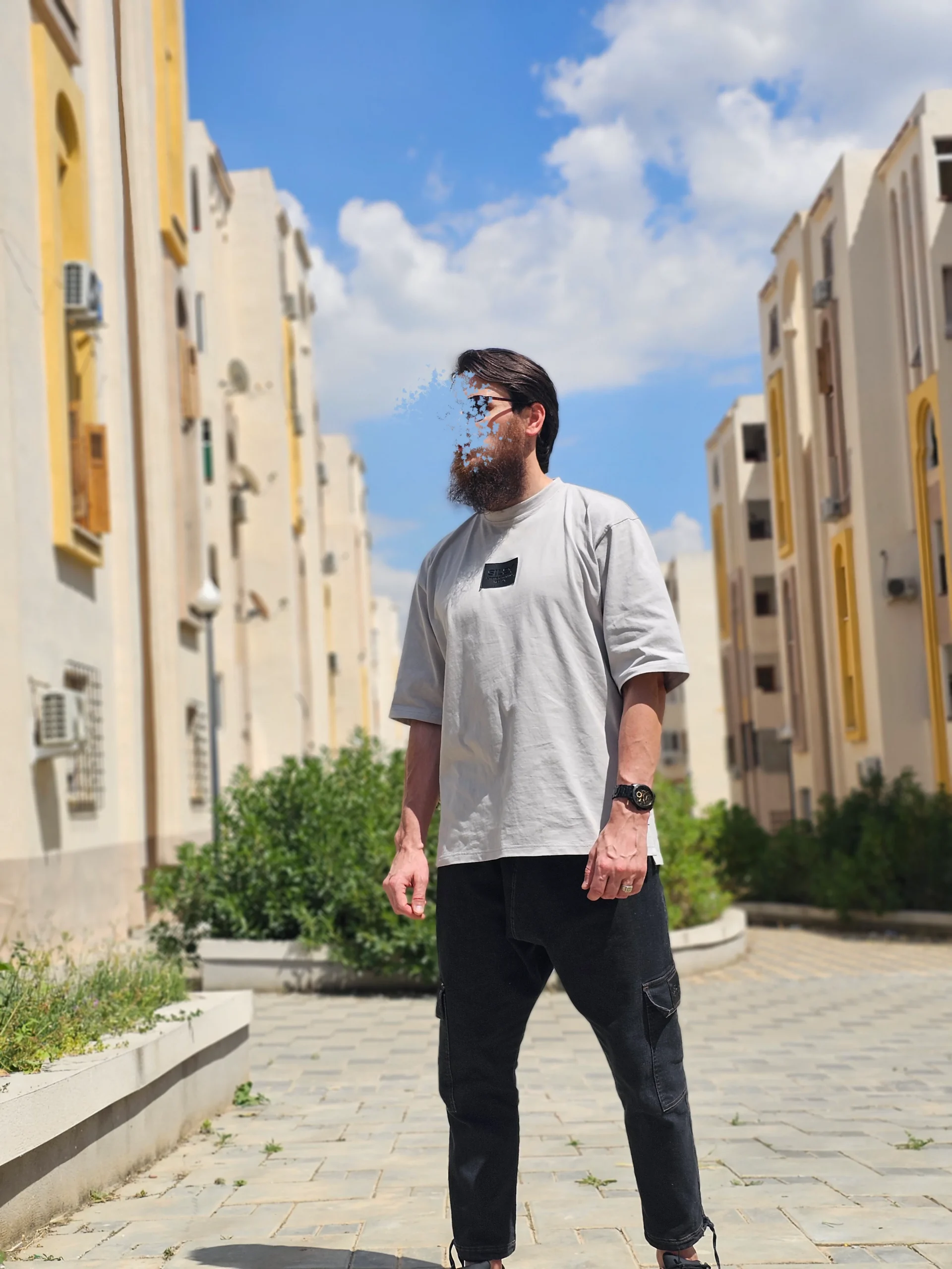T-shirt 100% Coton - coupe Oversize Homme - gris- Style Streetwear & Urbain | Silex – Image 6